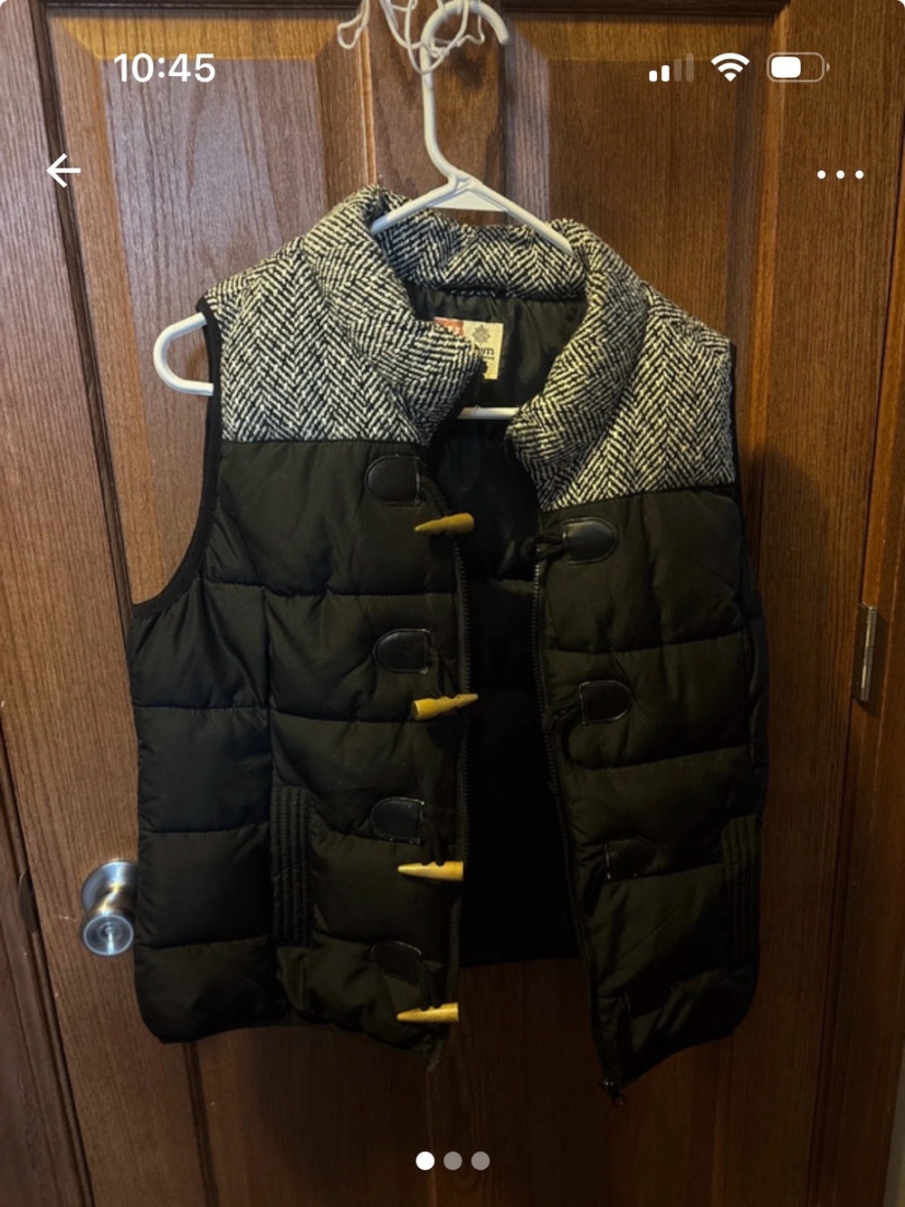 Ruff Hewn Black and White Quilted Vest with Herringbone Yoke